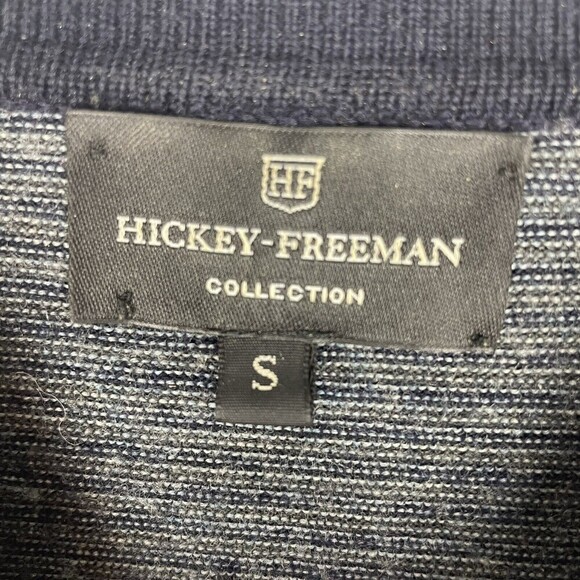 hickey freeman Pure New wool sweater Navy Blue Stripped Size Small​​​​​ - Picture 5 of 5
